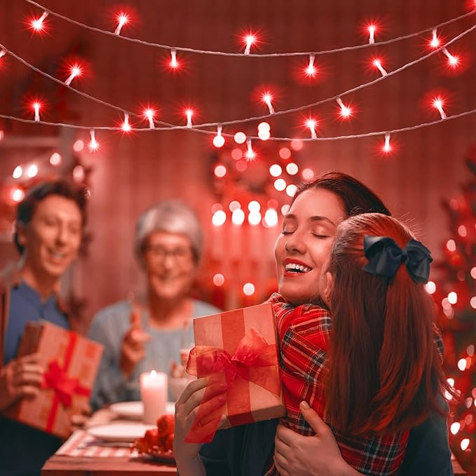 800 LED Christmas Lights Outdoor Indoor, String Lights for Outside with 8 Modes Waterproof, Plug in Twinkle Light Clear Wire for Xmas Tree, Patio, Garden, Party Decorations, Red