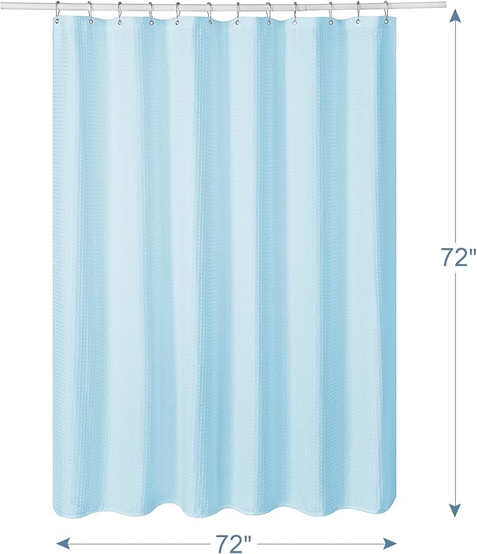 AmazerBath Waffle Shower Curtain, Baby Blue Fabric Shower Curtain with Waffle Weave, Heavy Duty Hotel Quality, 72 x 72 Inches