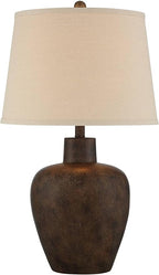 Regency Hill Glenn 27" Tall Urn Farmhouse Rustic Natural Cottage Southwestern Table Lamps Set of 2 WiFi Smart Socket Dark Terra Cotta Finish Living Room Bedroom Bedside Nightstand Fabric Shade