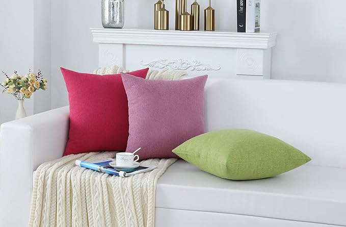 Jeneoo Decorative Burgundy Red Throw Pillow Covers Rustic Farmhouse Rectangular Linen Burlap Soft Comfy Solid Cushion Couch Cases for Sofa Living Room (Set of 2, 12 x 20 Inches)