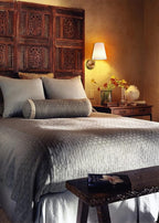 Bedroom Bedside Wall Lamps Set of 2 Gold Brass Plug in Wall Sconce Fabric Shade for Living Room