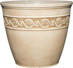 Classic Home and Garden Corinthian Resin Planter Pot - Outdoor & Indoor Plant Pot - Round Planter for Plants & Flowers (8" Desert Tan, Pack of 1)