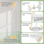 360° Rotating Corner Shower Caddy Tension Pole Organizer - 4-Tier Adjustable Rustproof Metal Pole, Plastic Shelves with Safety Guardrail, Bathroom Storage for Shower & Bathtub(White)