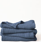 Muslin Hand Towels Pack of 4, Luxury 100% Turkish Cotton Thin Soft Quick-Dry Lint-Free Large Size Bath Hand Bathroom Towel Sets (Indigo Blue, Pack of 4 Hand Towels)
