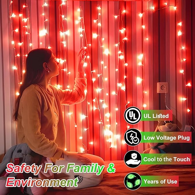 340 LED 90FT Christmas String Lights Outdoor, 12 Pro Modes and Timer Memory & Brightness, Plug in Outdoor Waterproof Clear Wire Twinkle Light for for Xmas Yard Tree Wedding Party Decor (Red)
