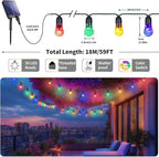 Solar String Lights Outdoor Waterproof - Upgrade 59Ft Pear-Style Multi Color Large Globe String Lights Solar Powered with Remote, Color Changing Solar Patio Lights for Outside Camping Tent Decor