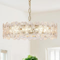 Modern Clear Flower Glass Chandelier 20" Elegant 6 Lights Gold Chandelier Light Fixture Luxury for Living Dining Room Kitchen Entryway Bedroom Foyer, E12