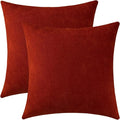 Jeneoo Orange Red Decorative Throw Pillow Covers Soft Chenille Comfy Solid Couch Cushion Cases Decor (Set of 2, 16 x 16 Inches)