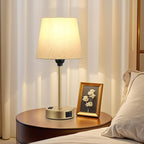 Lamp for bedrooms Set of 2 - Nightstand Bedroom Lamp with USB C Port and AC Outlet Charging, 3 Way Dimmable Touch Control Bed Side Table Lamp, Small Night Stand Light for Kids/Guest Room