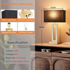 Nightstand Table Lamps for Bedrooms Set of 2 - Touch Bedside Lamp with USB C+A, 3 Way Dimmable Living Room Lamps for End Tables Set of 2(Black&Gold)