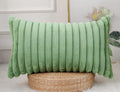 PANOD Faux Fur Decorative Lumbar Throw Pillow Covers 12 x 24,Long Boho Lumbar Pillow Covers Pillow Case Cushion Case for Bed Sofa Farmhouse Livingroom,Sage Green