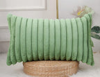 PANOD Faux Fur Decorative Lumbar Throw Pillow Covers 12 x 26,Long Boho Lumbar Pillow Covers Pillow Case Cushion Case for Bed Sofa Farmhouse Livingroom,Sage Green