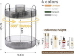 360° Rotating Makeup Organizer, Upgraded 2 Tier Skincare Perfume Organizers for Women, Bathroom Organizer Countertop, Clear Cosmetic Dresser Organizer with Makeup Brush Holder, Sink&Counter(Grey)