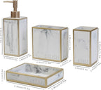 Hymmah Bathroom Accessories Set,Toothbrush Holder,Farmhouse Bathroom Decor,4 Pcs Resin Gift Set Apartment Necessities, Contain Toothbrush Cup,Soap Dispenser,Soap Dish,Tumbler