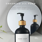 Maisonovo Glass Soap Dispenser Bathroom Set | Hand Soap and Dish Soap Dispenser Set | 16.9oz Amber Bottles with Black Bamboo Pump | Bathroom Lotion Dispenser Set of 2