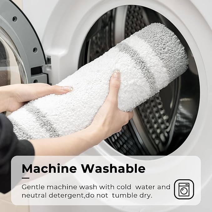 GRANNY SAYS Microfiber Bathroom Rugs Non Slip Washable, Water Absorbent Bathroom Mats for Tub Non Slip, Soft Bath Mats for Bath Floor & Shower, Long Bath Rug, 24" x 48", Grey Rug