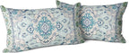 Snycler Boho Throw Pillow Covers 12x20 inch Set of 2 Teal Blue Boho Rug Carpet Double Sided Pattern Cotton Soft Pillow Case Cushion Cover Pillowcase for Couch Sofa Bed Decorative