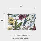 Water Resistant Outdoor Lumbar Pillows for Patio Furniture,12x20 Inch Decorative Pillows Set of 2 with Insert,Hidden Zipper Headrests for Sofa Couch Chair(Butterfly Flower)