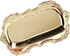 Quluxe Vintage Trinket Dish Jewelry Tray Small Perfume Organizer Tray for Wedding Photographer Detail Props Ceremony Antique Decor (Gold)