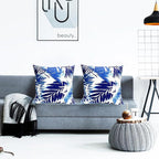 Decorative Throw Pillow Covers Set of 2 Blue Leaves of Tropical Pillow Covers 16x16 inch Soft Short Plush Square Throw Pillows,Farmhouse Outdoor Pillow Covers for Couch Sofa Living Room