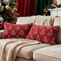 2 Pack Chenille Christmas Pillow Covers 12x20, Red Double-Sided Snowflake & Christmas Tree, Cozy Farmhouse Holiday Cushion Case, Decorative Throw Pillowcase for Sofa Couch Bed(Red,12x20)