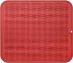 Silicone Dish Drying Mat for Multiple Usage,Easy clean,Eco-friendly,Heat-resistant Silicone Mat for Kitchen Counter or Sink,Refrigerator or Drawer Liner Red 2XL 24 inches x 18 inches