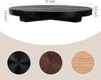 Round Decorative Tray Framhouse Bathroom Decor Wood Riser Kitchen Countertop Organizer for Perfume, Candle, Plant, 12 inch Black