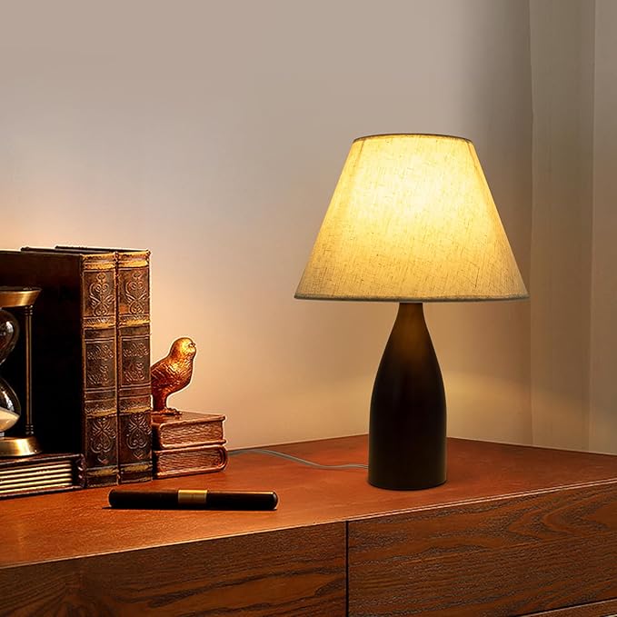 Eapmic Table Lamp,Bedside End Table Lamp Traditional Nightstand Desk Lamp Geometric Lamp with Shade for Living Bedroom Office(Modern,Style 2)