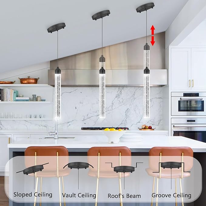 Mini Chandeliers Modern Crystal Pendant Lighting LED Dimmable Pendant Lights Kitchen Island Dining Room