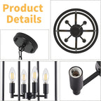 4-Light Black Chandeliers for Dining Room, Foyer Chandeliers Lantern Tiered Industrial Ceiling Light Metal Modern Farmhouse Pendant Lights for Kitchen Island Entryway, Living Room