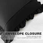KKJIAF Ruffle Pillow Cases 26x26 Inches, Black Square Ruffled Pillow Covers Set of 2, Microfiber Wrinkle Resistant Pillow Shams with Envelope Closure for Sofa Bed Living Room