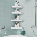 Sotfamily Shower Caddy Corner, 4 Pack Adhesive Corner Shower Shelves for Bathroom Organizers and Storage, Rust Free Plastic Rack for Bathroom Accessories & Decor, White