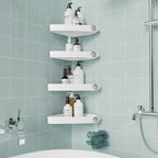 Sotfamily Shower Caddy Corner, 4 Pack Adhesive Corner Shower Shelves for Bathroom Organizers and Storage, Rust Free Plastic Rack for Bathroom Accessories & Decor, White