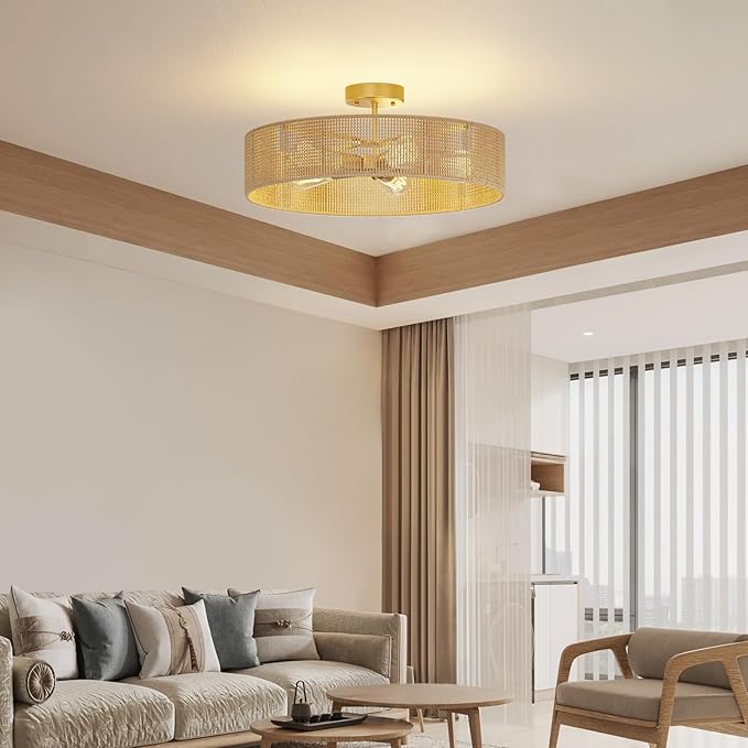 24-Inch Rattan Light Fixture, 6000LM Boho Light Fixture, Corrosion & Rust-Proof Rattan & Boho Ceiling Light for Living Room, Bedroom, Dining Room, Nursery & Entryway, E12 Bulb (Not Included)