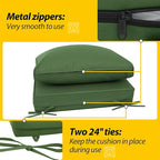 AAAAAcessories Outdoor Deep Seat Cushions, Waterproof, Fade-Resistant Patio Furniture Replacement Cushions, 23.5" x 25.5" x 5" + 23.5" x 13.5", Dark Moss Green