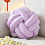 Knot Ball Pillow, Round Decorative Throw Pillows Cushion, 8 Inch Lilac Soft Plush Knotted Pillows Pillow, Modern Home Throw Knot Decorative Cushion