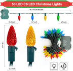 50 LED C6 LED Christmas Lights 16.4Ft C6 Christmas Lights Battery Operated C6 Christmas Lights Seasonal Lighting for Indoor Outdoor Xmas Tree Garden Patio Party Christmas Decor Multi-Color