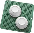 Silicone Dish Drying Mat for Multiple Usage,Easy clean,Eco-friendly,Heat-resistant Silicone Mat for Kitchen Counter or Sink,Refrigerator or Drawer liner Green M 12 inches x 12 inches
