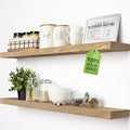 BAOBAB WORKSHOP Natural Wood Floating Shelves for Wall 36 Inches Long, Heavy Duty Wall Shelf for Bedroom, Solid Wooden Bathroom Shelf Large Kitchen Farmhouse, Oak Floating Shelf, 36W × 6.7D, Set of 2