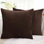 Simmore Decorative Throw Pillow Covers 24x24 Set of 2, Soft Natural Plush Flannel Double-Sided Fluffy Couch Pillow Covers for Sofa Living Room, Brown