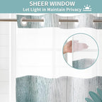 Muuyi Farm Teal Watercolor Floral Shower Curtain,No Hook Shower Curtain,Polyester Shower Curtains with Snap in Fabric,Sheer Top Window for Bathroom Decor,Waterproof & Washable,72W x 75L Inch