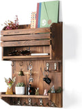 Key Holder, Wall Mounted Mail Organizer, Keys Holder on Wall with 9 Key Hooks, Umber