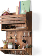Key Holder, Wall Mounted Mail Organizer, Keys Holder on Wall with 9 Key Hooks, Umber