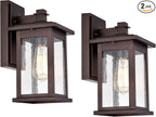 MICSIU 2 Pack Oil Rubbed Bronze Outdoor Light Fixtures, 12 Inch Exterior Wall Lighting with Clear Seedy Glass Shades, Waterproof Outside Light Fixtures for House, Porch, Entryway, Patio, Garage
