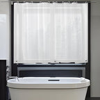 Waterproof Shower Curtain for Window Inside Shower, 60x48 Inches Length Plastic Bathroom Window Curtain Heavy Duty Vinyl with Hooks, Silky Frost, 60x48