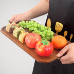 2 Pcs Large Wooden Serving Trays Fruit Platters Acacia Wood Charcuterie Boards for Food Tray Cheese Serving Board Rectangular Plates Meat Charcuterie Platter Decorative Vegetable Tray