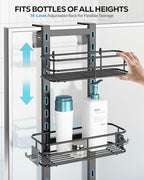 Nieifi Over the Door Shower Caddy, Adjustable 3 Tier Hanging Shower Organizer with Soap Holder Bathroom Shelves with Hooks, Black
