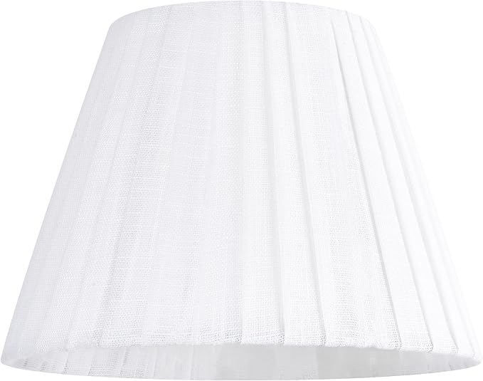 GO&SO 2 Pack Linen Pleated Bell Lamp Shades for Table Lamps, Wall Lamps,5"x9"x6.4" (Spider) White Lampshades Small Natural Fabric Bedroom, Living Room Traditional Decoration Replacement