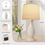 Seealle 22.6" Bedside Lamps Set of 2 with USB C+A - Dimmable Touch Lamps for Night Stands Bedroom Living Room End Table(Bulbs Included)