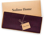 Solino Home Linen Chambray Burgundy Table Runner 120 Inches Long - Athena, 100% Pure Linen 14 x 120 Inch Table Runner for Fall, Autumn, Thanksgiving, Christmas
